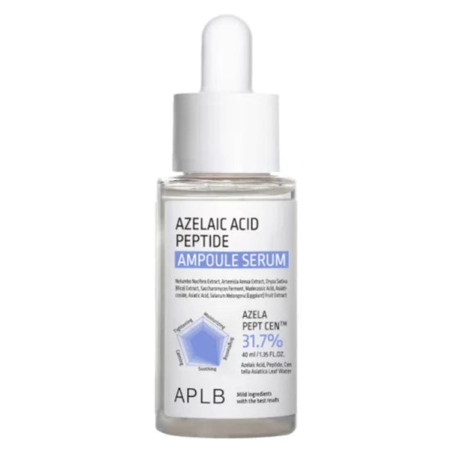 Azeleic Acid Peptide Ampoule Serum bottle with dropper on a white background