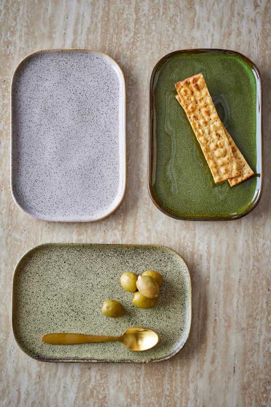 Bloomingville Addison Plate Green Stoneware Set Of 3