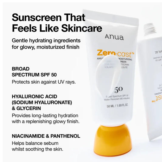 Anua Zero-CAST Moisturizing Finish Sunscreen SPF 50+ PA++++