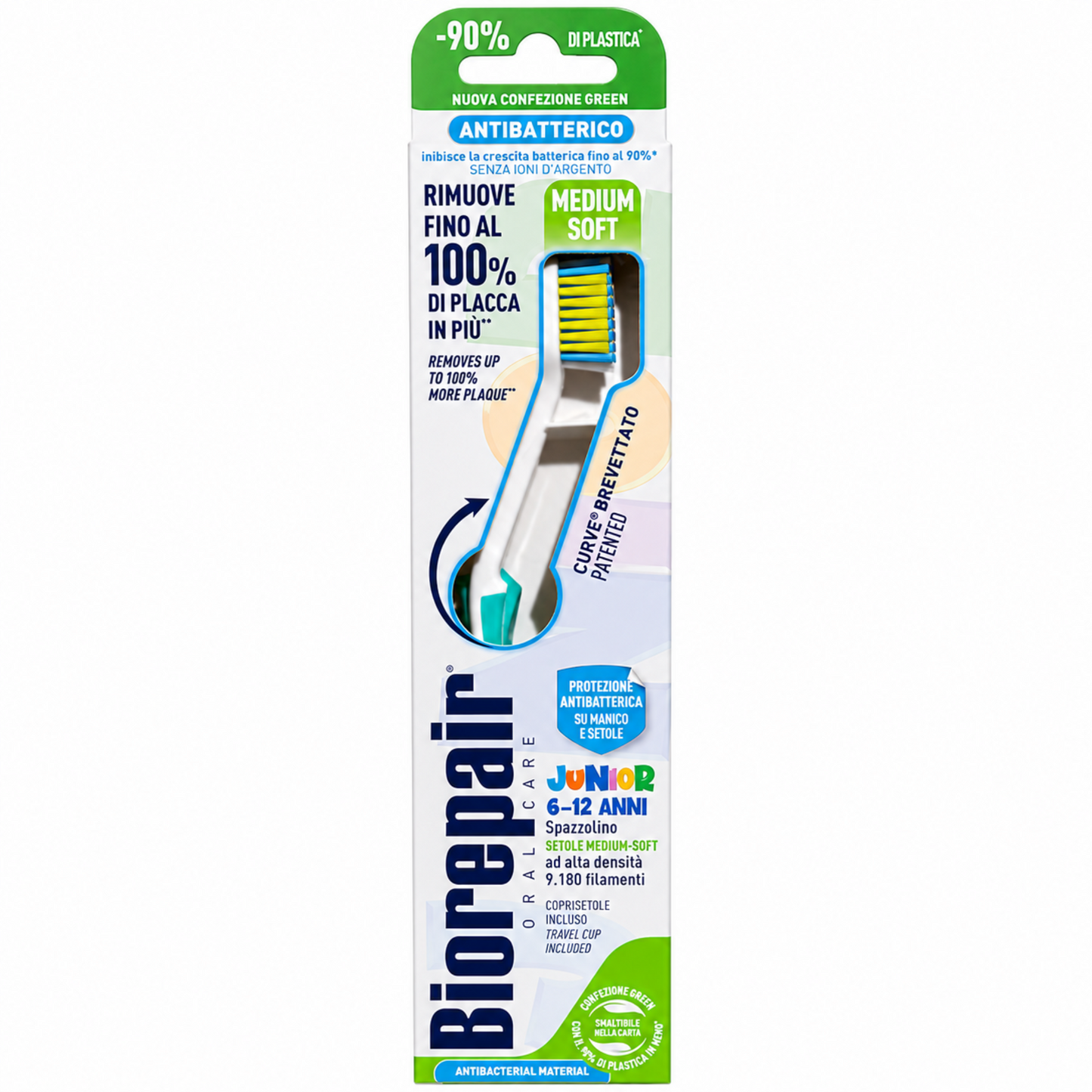 Biorepair Curve Junior 6–12 Years Medium Soft Toothbrush