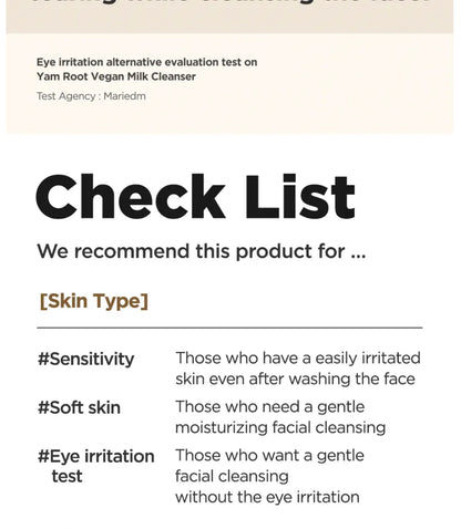 Isntree Yam Root Vegan Milk Cleanser