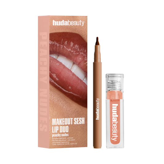 Huda Beauty Makeout Sesh Lip Duo Peachy Nudes