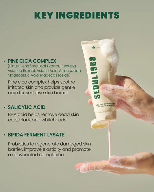 K-SECRET SEOUL 1988 Cleansing Foam Pine Cica 1% + Probiotics