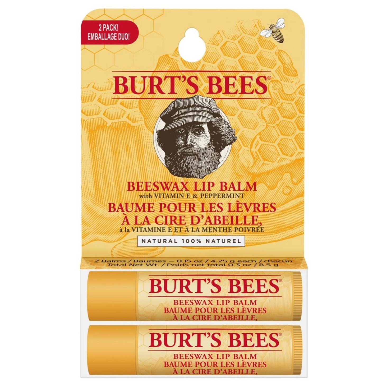 Burts Bees Beeswax Lip Balm Tube Twin Pack