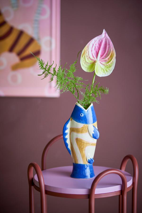 Bloomingville Irving Vase Blue Stoneware