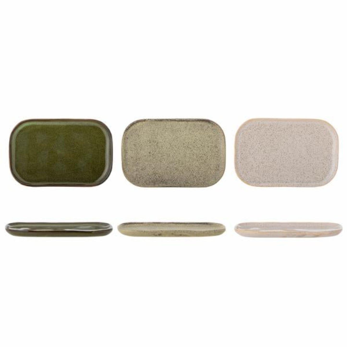 Bloomingville Addison Plate Green Stoneware Set Of 3