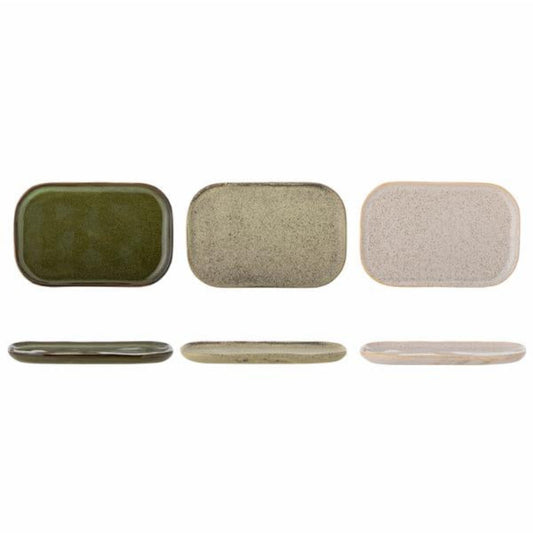 Bloomingville Addison Plate Green Stoneware Set Of 3