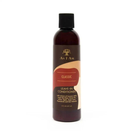 Leave-in conditioner bottle with 'As I Am' branding on a white background