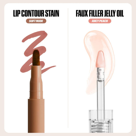 Huda Beauty Makeout Sesh Lip Duo Peachy Nudes